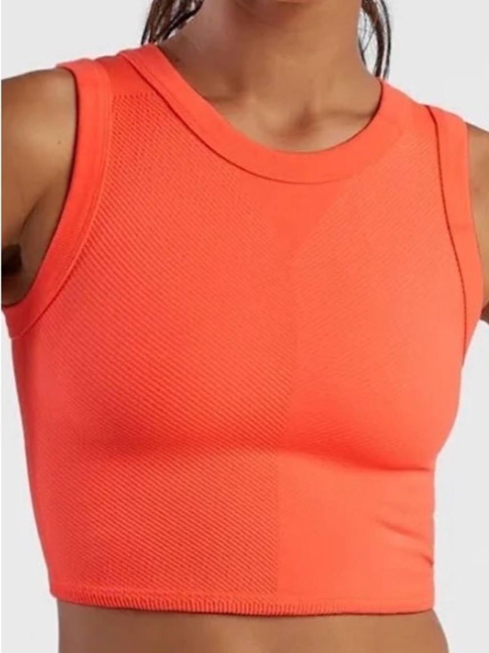 FP Movement by Free People Neon Peach Sleeveless Ribbed Crop Top - Picture 1 of 3